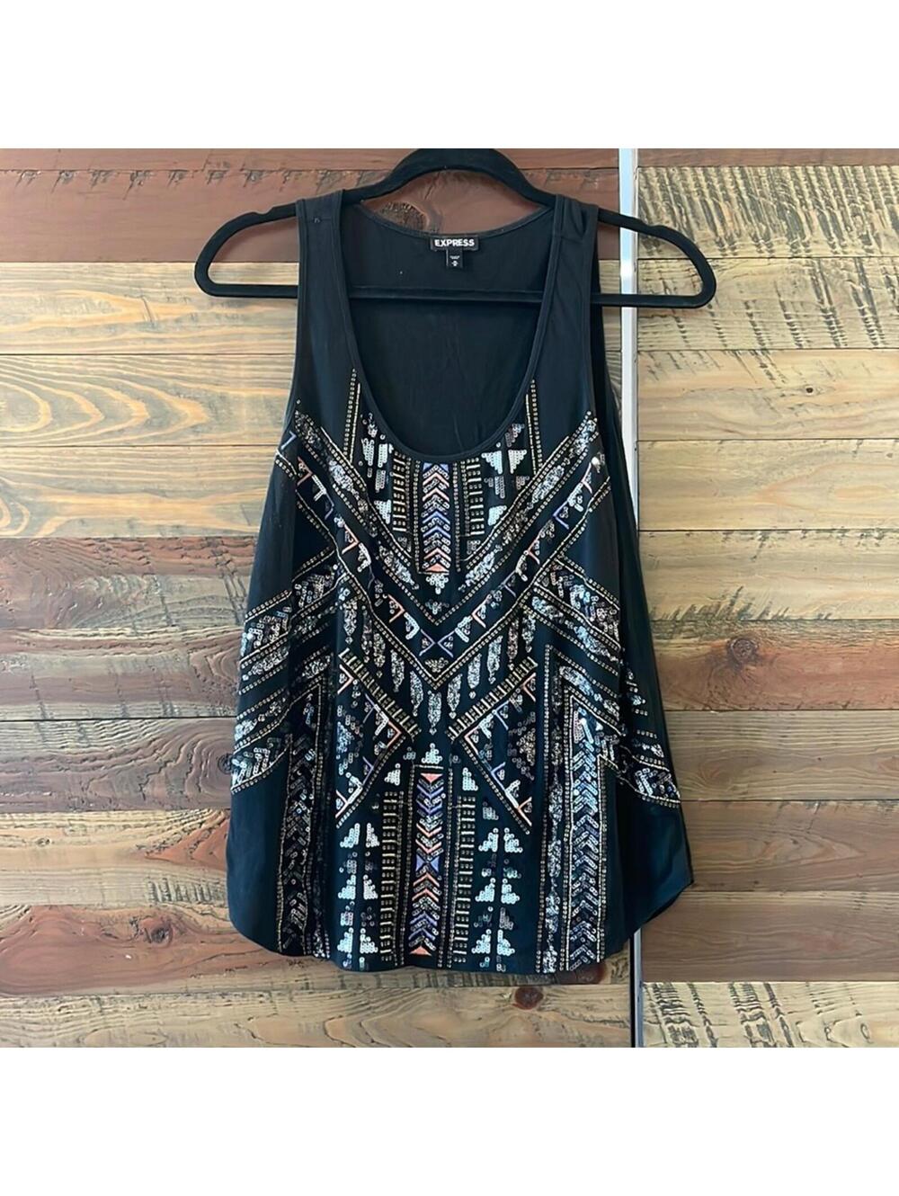 Express black tank top with beading & sequins - Sz Medium